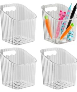 Vtopmart Küchenschranktüren Aufbewahrung | Selbstklebende Transparente Stapelbare Acryl-Boxen | 4er-Pack Kleine Schublad