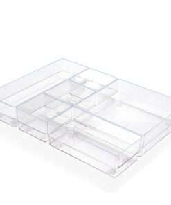 Schubladen Organizer Transparent 6er Set mit Antirutsch Pads für Schminke Schublade