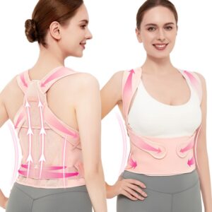 Vicorrect Posture Corrector Rosa zur Linderung von Schmerzen im Rücken und Schultern für Frauen und Männer