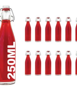 slkfactory Bügelflaschen 250 ml Glas mit Bügelverschluss - 12er Set für Wein & Schnaps