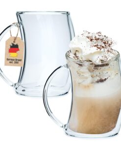 INTIRILIFE 2x Doppelwandiges Thermo Glas - Mundgeblasen isoliert für Latte Macchiato - 200ml Füllmenge - Tassen Set 2 St