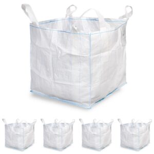 HypafolPP 90x90x90 cm Schwerlastsäcke 1000 kg Traglast für Gartenabfall I Big Bag mit 4 Schlaufen I 5er Pack I Holz, Bau