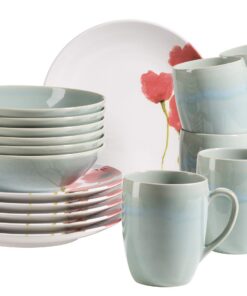 MÄSER 931927 Ossia Aguarela Geschirr Set für 6 Personen, 18-teiliges Keramik Frühstücksset mit Frühstücksteller, Müslisc
