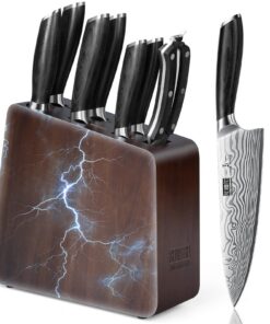 HOSHANHO 8-teiliges Messerset für Profis mit Pulverstahlblock und Ergonomischem Griff | HOSHANHO 8-teiliges Messerset m