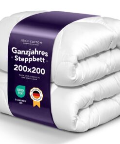 John Cotton Bettdecke 200x200cm - Elegant & Atmungsaktive Decke für Allergiker | Oeko-Test Zertifiziert | Ideal Schlafde