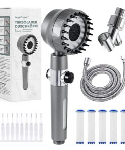 Duschkopf mit Filter Hochdruck Handbrause - Drehbar - 3 Strahlarten - 15 Schichten Filtration - 1,5M Schlauch - Entfernt