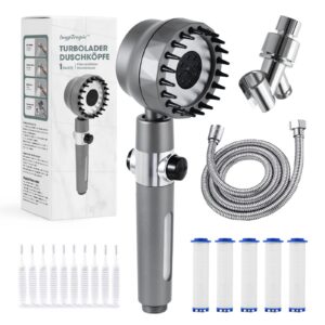 Duschkopf mit Filter Hochdruck Handbrause - Drehbar - 3 Strahlarten - 15 Schichten Filtration - 1,5M Schlauch - Entfernt