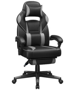 SONGMICS Bürostuhl OBG073B03, schreibtischstabil, höhenverstellbar, ergonomisch, taubengrau-tintenschwarz, lendenkissen
