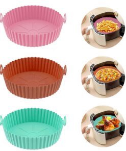 COSORI, Ninja, Tower Heißluftfritteuse 3 Pack Silikonform, 8-Zoll, Wiederverwendbar, Rosa, Braun, Grün