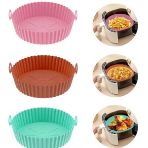 COSORI, Ninja, Tower Heißluftfritteuse 3 Pack Silikonform, 8-Zoll, Wiederverwendbar, Rosa, Braun, Grün