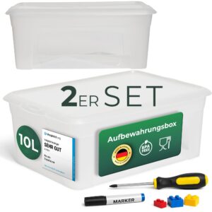 Novaliv Durchsichtige Aufbewahrungsbox für Nahrungsmittel 10L Nestbar stapelbar BPA-frei 37x26x14 cm