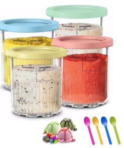 AONAT 4 Stück Creami Behälter für Ninja Creami, Speiseeis-Eisbehälter, kompatibel mit NC500 und NC501 Serie, spülmaschin