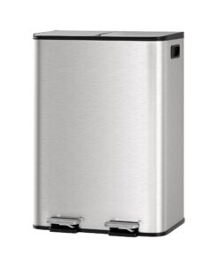 GarveeHome Mülleimer Küche 2 x 30 L Recycling & Biomüll Edelstahl-Einwegmülleimer Soft-Close Deckel