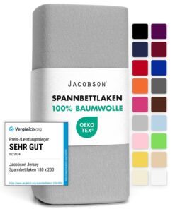 Jacobson Jersey BaumwollSpannbettlaken für Familien im Kinderzimmer OEKO-TEX STANDARD 100 Jacobson Baumwolljersey Span