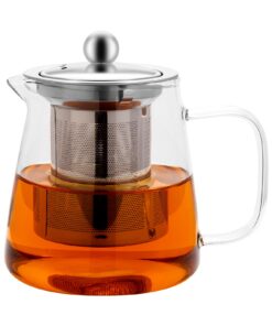 Teekanne Teebereiter Glas mit Siebeinsatz 750ml Borosilikat hitzebeständig für Schwarzen Tee Grünen Tee Früchtetee