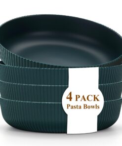 Kyraton Dunkelgrüne Pasta-Schalen Set von 4, unzerbrechlich für Suppe und Pasta, 1,1L - ideal für zu Hause, Restaurant,