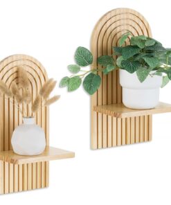 Walasis Natur Holz Wandregal: Holz Wand Deko für Kinderzimmer & Wohnzimmer - Klein Pflanzregal -ideal für Dekoration (Na