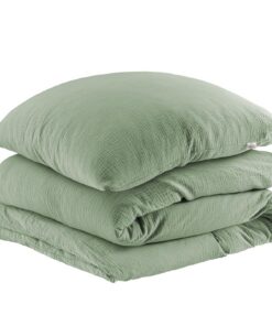 Musselin Bettwäsche 100% Baumwolle - Traumhaft weiche, kuschelige Sets für Ihr Bett in grün - 135x200 cm + 80x80 cm Kiss