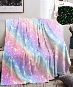 Kuscheldecke Kinder Leuchtet im Dunkeln (Einhorn-01, 150x200 cm) Super Weiche und Warme Decke Kinder (Einhorn-01, 150x