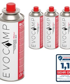 EVOCAMP 4x Butan Gaskartuschen ideal für Campingsitze und BBQ