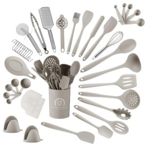 Hochwertiges Küchenhelfer Set, 43 Teiliges Silikonschussel Set für Hochtemperaturen und Anti-Auslaufbeschichtung, ideal