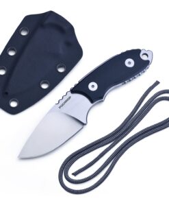 Klein Jagdmesser Outdoor Messer D2 Rostfreier Stahl Feststehende Klinge für Camping und Überleben mit Neck Knife