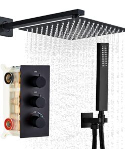 Duschsystem HUCKLE mit Thermostat für-sizing Komplettset | Hochdruck Duschset HUCKLE, Regendusche 25x25cm, Thermostat |