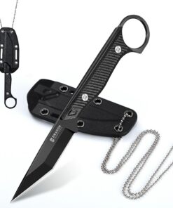 Dragon Creek Neck Knife Tanto Klinge - Feststehendes EDC-Messer mit Kydex Scheide, für Outdoorfans, als Notfall- und Eve