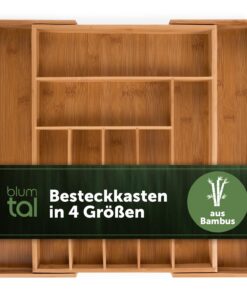 Blumtal Bambus Besteckkasten - Größenverstellbarer Organizer 7-9 Fächer - Küche Schubladen Groß