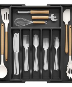 Lifewit Besteckkasten für Schubladen Schwarz - Verstellbar bis 47 cm, Groszer Küche Organizer, Recycled Claim Standard 1