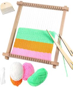 Zocipro Webrahmen für Kinder 24 x 28 cm + Holz Weben Set + farbige Fadenknäuel + für Kinder 4-10 Jahre + kindgerechte Gr