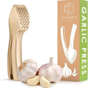 Oliver's Kitchen Premium Knoblauchpresse Handlich & Leicht zu Reinigen Zerkleinert Knoblauch & Ingwer Mühelos