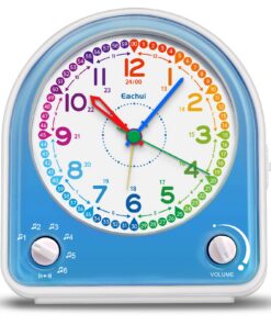 Analog Wecker ohne Ticken für Kinder (Blau) Geräuschlos Wecker mit Schlummerfunktion und Nachtlicht (Blau) Einstellbare