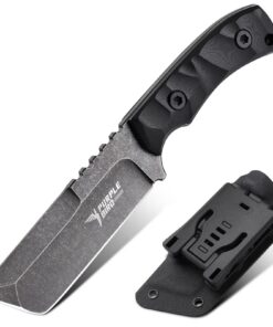 PurpleBird Jagdmesser Feststehende Klinge für Outdoor Aktivitäten und Überleben mit G10 Griff und Kydex Holster Full Tan