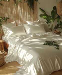 Lanqinglv Satinbettwäsche Set Sommerluxus Weiß Glissé
