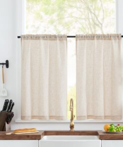 TOPICK H90xB65 cm Küchengardinen Landhausstil für Beachtende modernen Wohnzimmbereich