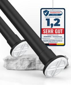 MEISENBERG Klemmstange ohne Bohren 90-160cm Schwarz Ø25mm für Duschvorhang Fenster