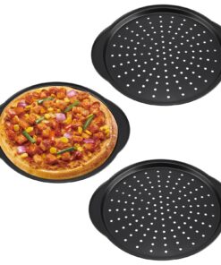 3 Stück 32 cm Pizzablech Rund Antihaftbeschichtet für Küche und Ofen