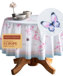 Maison d'Hermine Tischdecke rund 100% Baumwolle dekorativ für den täglichen Gebrauch im Esszimmer.OEKO-TEX STANDARD 100