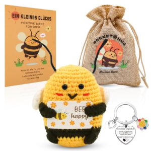 Positive Biene Geschenk für Einschulung mit Pocket Hug Glücksbringer Positive Biene Glücksbringer als Schlüsselanhänger