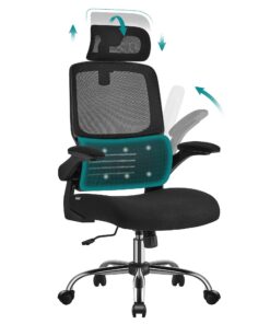 SONGMICS Bürostuhl, hochwertig, für Büroarbeiter, für lange Arbeitszeiten, optimale Rückenstütze, klappbare Armlehnen, O