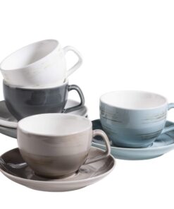 MÄSER 931609 Serie Derby Premium Kaffeetassen Set für Gastronomie-Qualität und moderne Pastellfarben