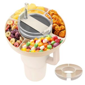 LBJFYHJN Snackteller & Snackbox mit 4 Fächern für Stanley Cup – Ideal für Snacks und Stanley Cup-Zubehör (Weiß) LBJFYH