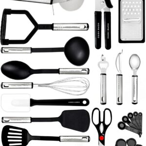 König+Rex Küchenutensilien Set - Antihaft Hitzebeständiger Küchenhelfer - Pfannenwender & Kochlöffel Set (25-tlg Nylon)