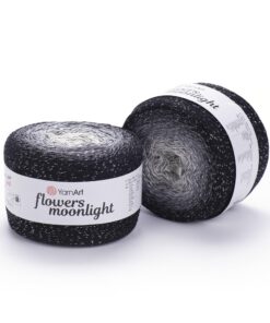 YarnArt Flowers Moonlight 3253 Baumwoll-Acrylgarn mit Farbverlauf und metallischem Lurex, 250 g, für Häkeln und Stricken