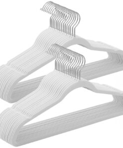 SONGMICS Kleiderbügel Samt, 41,5 cm breit, gut belastbar, 360° drehbar, für Anzüge, Mäntel und Hemden, weiß CRF026W02 Gl