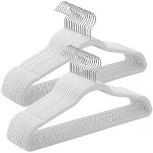 SONGMICS Kleiderbügel Samt, 41,5 cm breit, gut belastbar, 360° drehbar, für Anzüge, Mäntel und Hemden, weiß CRF026W02 Gl