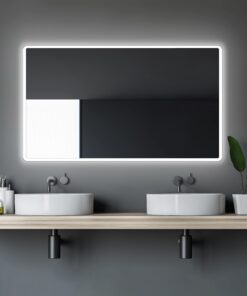 Talos Moon Badspiegel mit Beleuchtung - 120x70 cm - Feuchtwassergeeignet durch Aluminiumrahmen - Neutralweißfarbiges Lic
