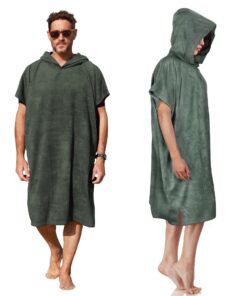 Kato Tirrinia Surf Poncho Mikrofaser Frottee Groß Strand Beach Surf Towel Unisex Armeegrün