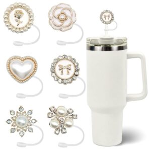 LunarCharm 6 Stück Perlen-Strohhalm-Deckel für Stanley Cup Tumbler, 10 mm Strohaufsätze, Silikon Abdeckkappe für Stanley
